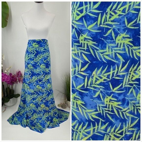 Blue Green SARONG Batik Hand Painted Rayon - Picture 1 of 4
